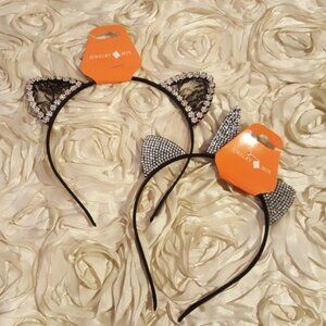 Animal Headband Set (2) Unicorn and Cat Fantasy Costume Rhinestones